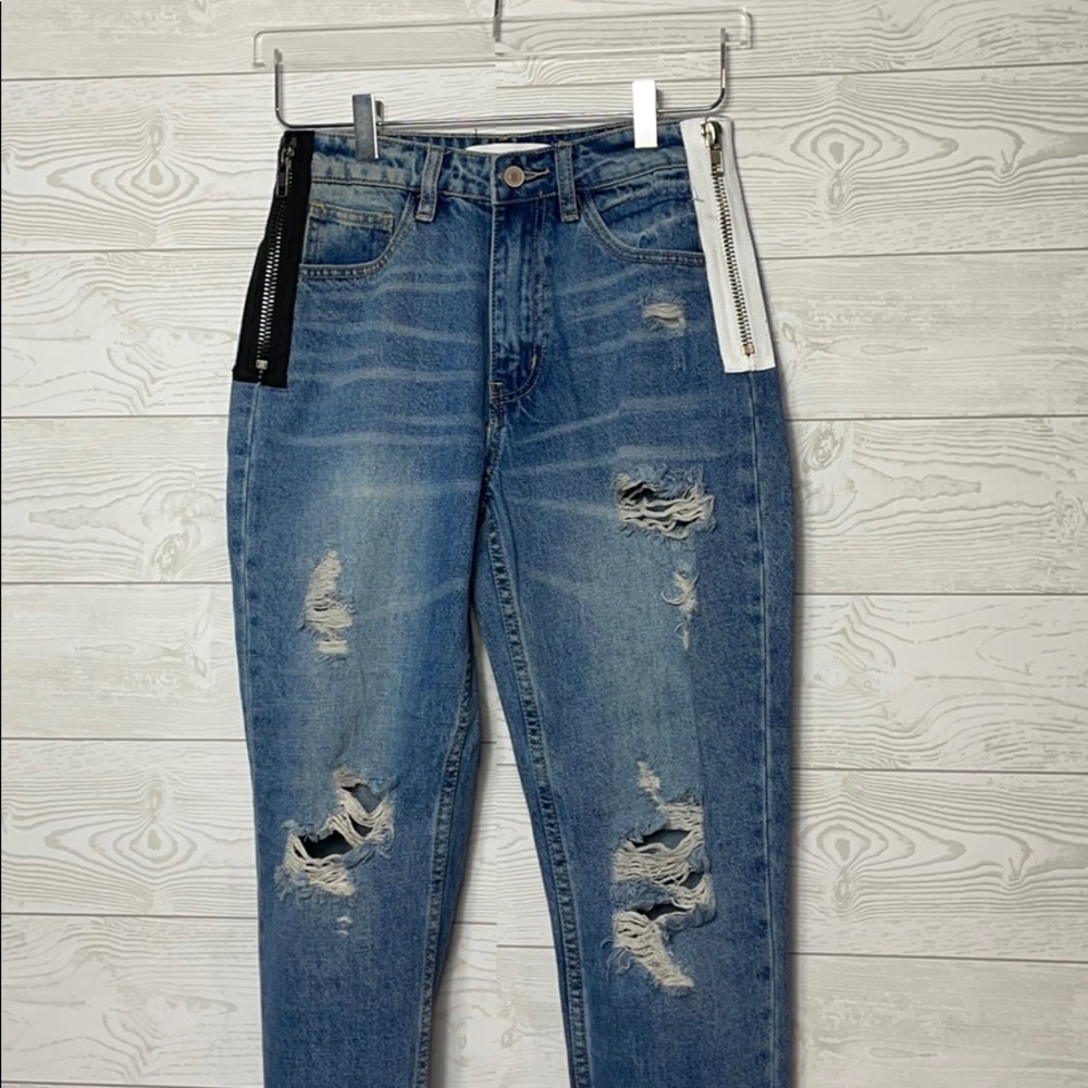 Mom zipper Jean
